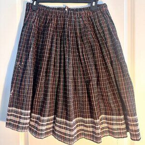 Unique Vintage Black & Burgundy Plaid Gellar Swing Skirt